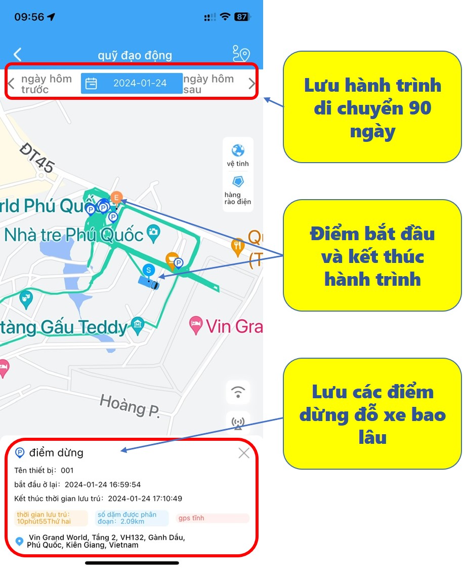 Lưu lịch sử di chuyển 90 ngày